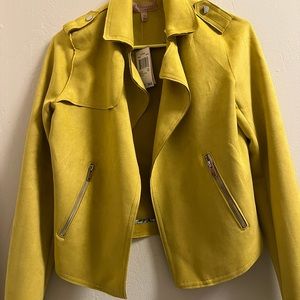 Yellow suede moto jacket